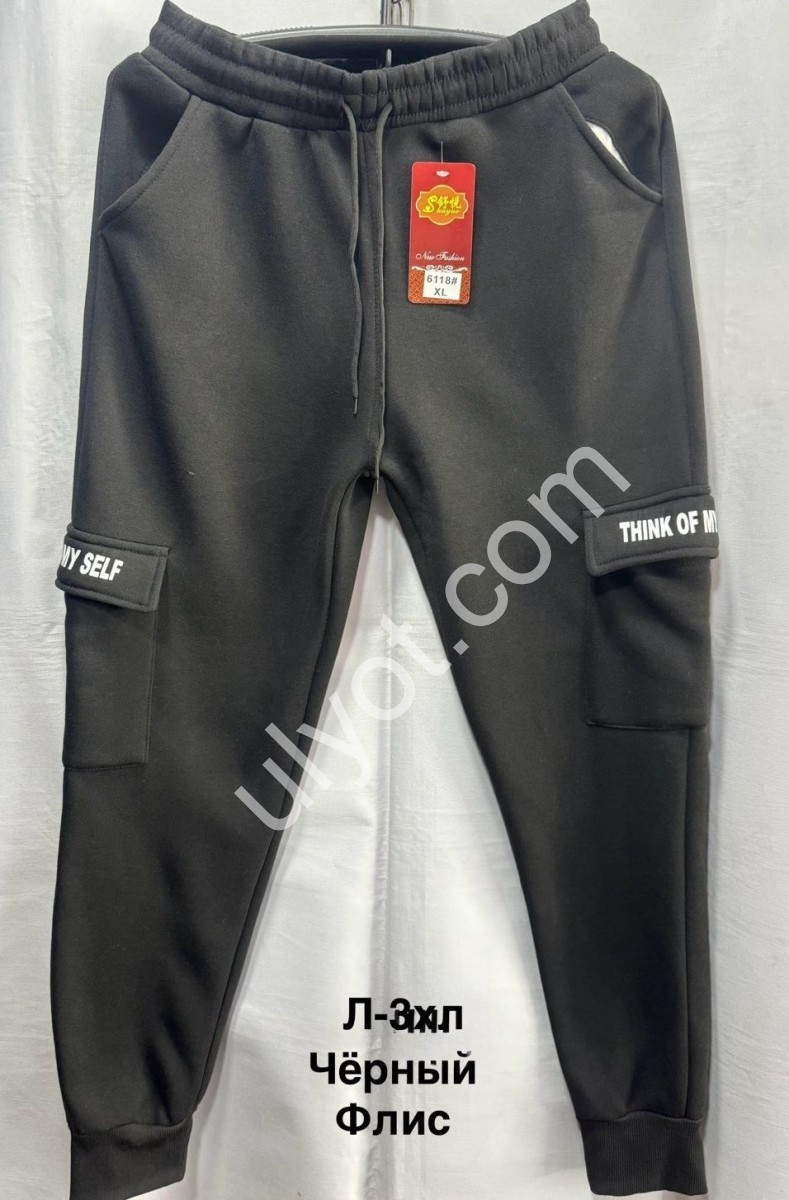 СПОРТ.ШТАНЫ (L-3XL) ФЛИС МАНЖЕТ МИКС 6118
