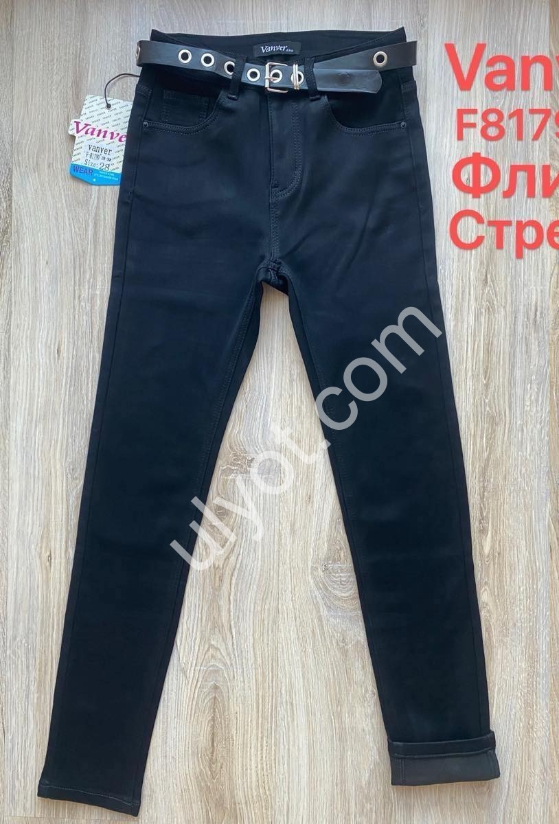 ДЖИНСЫ VANVER (28-33) ФЛИС ЧЕРНЫЙ F81790