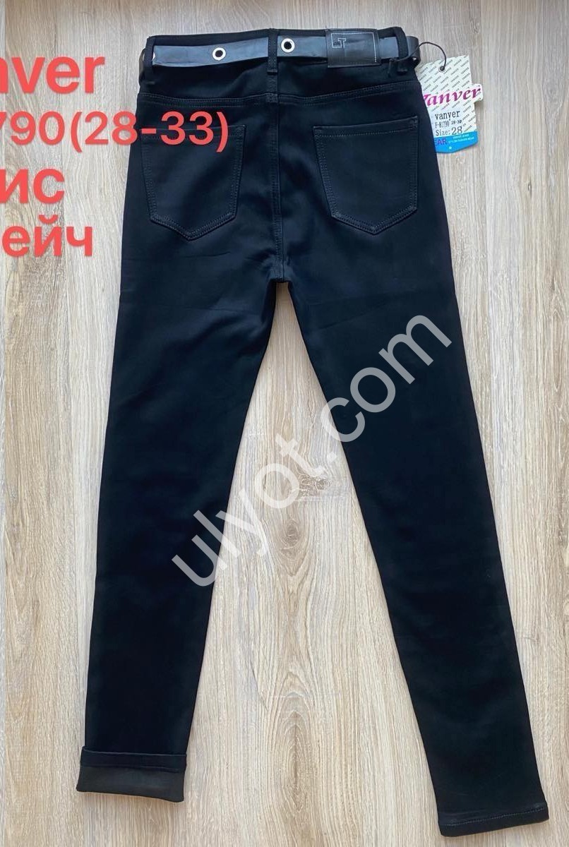ДЖИНСЫ VANVER (28-33) ФЛИС ЧЕРНЫЙ F81790