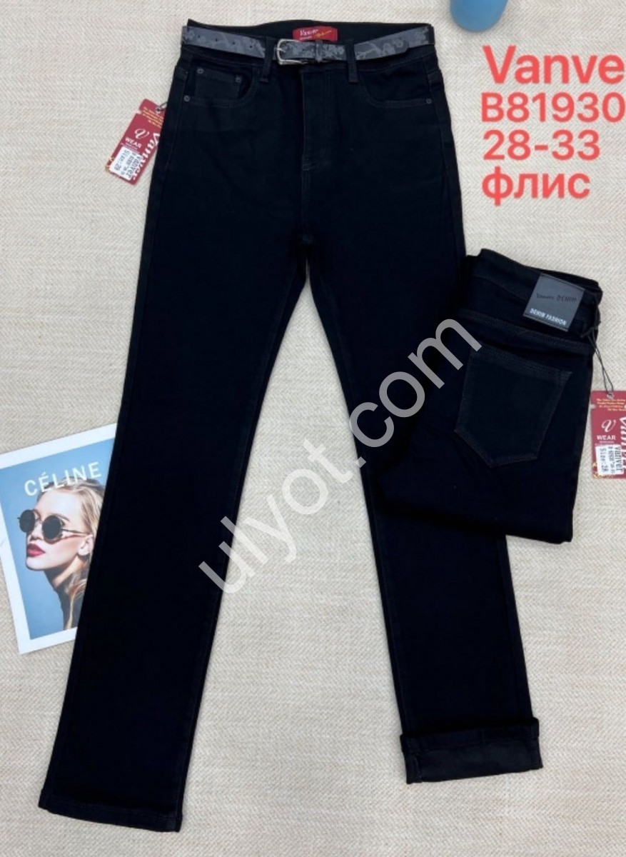 ДЖИНСЫ VANVER (28-33) ФЛИС ЧЕРНЫЙ B81930