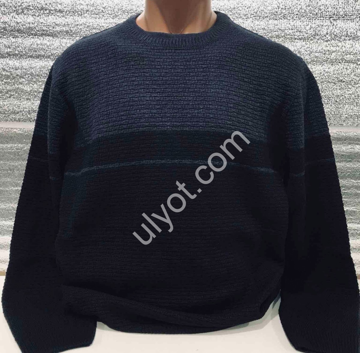 СВІТЕР CASHMERE (L-2XL) ЧОРНИЙ+Т.СИНІЙ 12160
