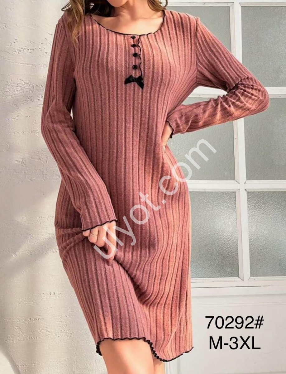 ПЛАТЬЕ (M-3XL) РУБЧИК РОЗОВЫЙ 70292