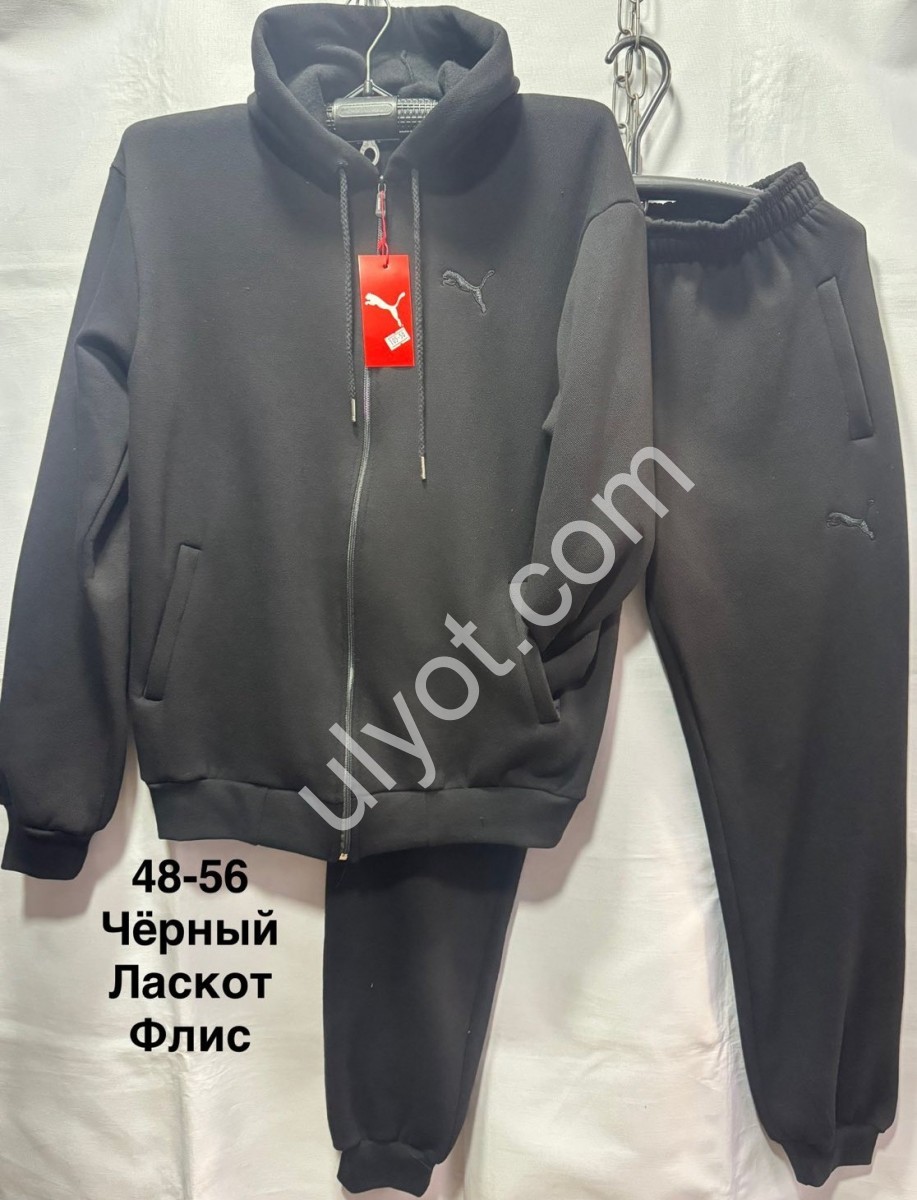 СПОРТ.КОСТЮМ P15 (48-56) ФЛИС МАНЖЕТ ЧЕРНЫЙ 