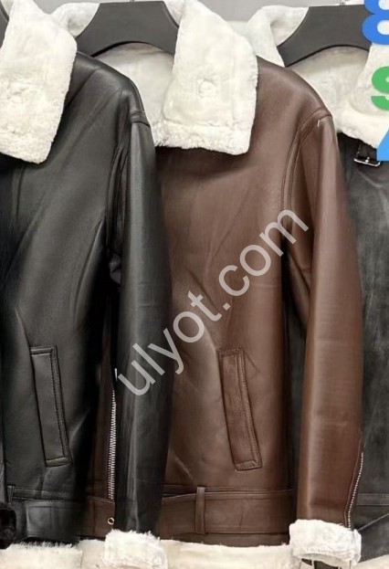 ДУБЛЕНКА (S-XL) ШОКОЛАД + МЕХ БЕЛЫЙ 816