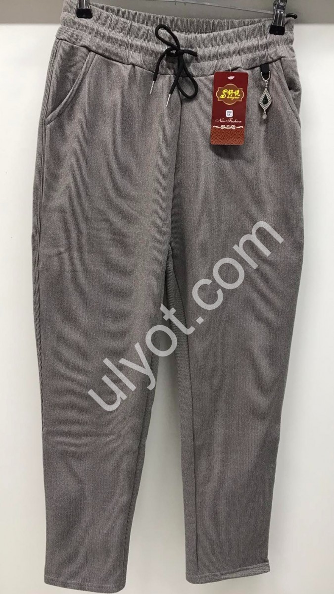 СПОРТ.ШТАНИ (XL-5XL) Хутро ПРЯМО Т.СІРИЙ 002