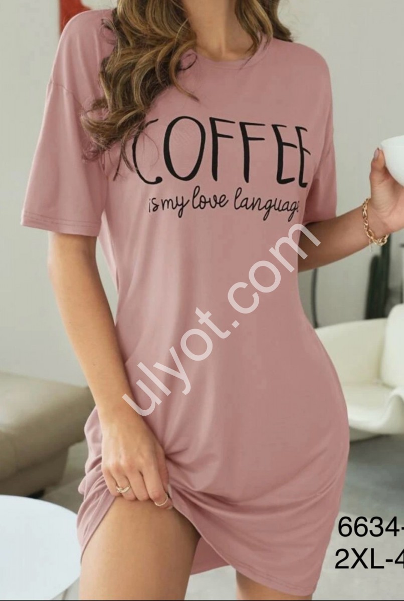 ТУНИКА КОФЕ (2XL-4XL) ПУДРА 6634-2