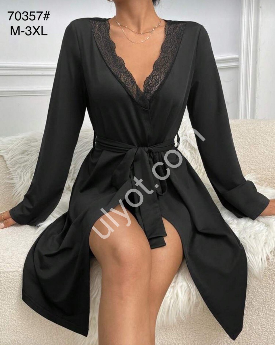 ХАЛАТ (M-3XL) ЧЕРНЫЙ 70357
