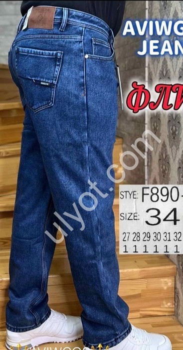 ДЖИНСЫ AVIWGOS (27-34) ФЛИС Т.СИНИЙ 890-10