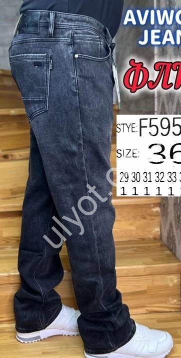 ДЖИНСЫ AVIWGOS (29-38) ФЛИС ГРАФИТ 595-11