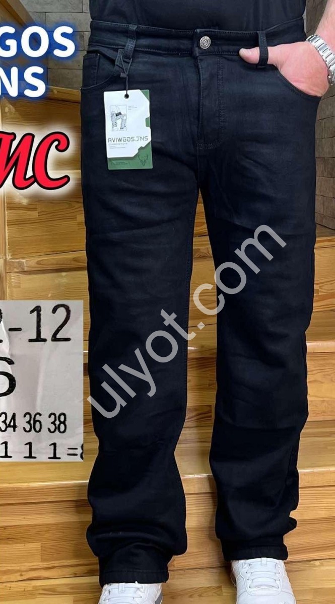 ДЖИНСЫ AVIWGOS (29-38) ФЛИС ЧЕРНЫЙ 712-12