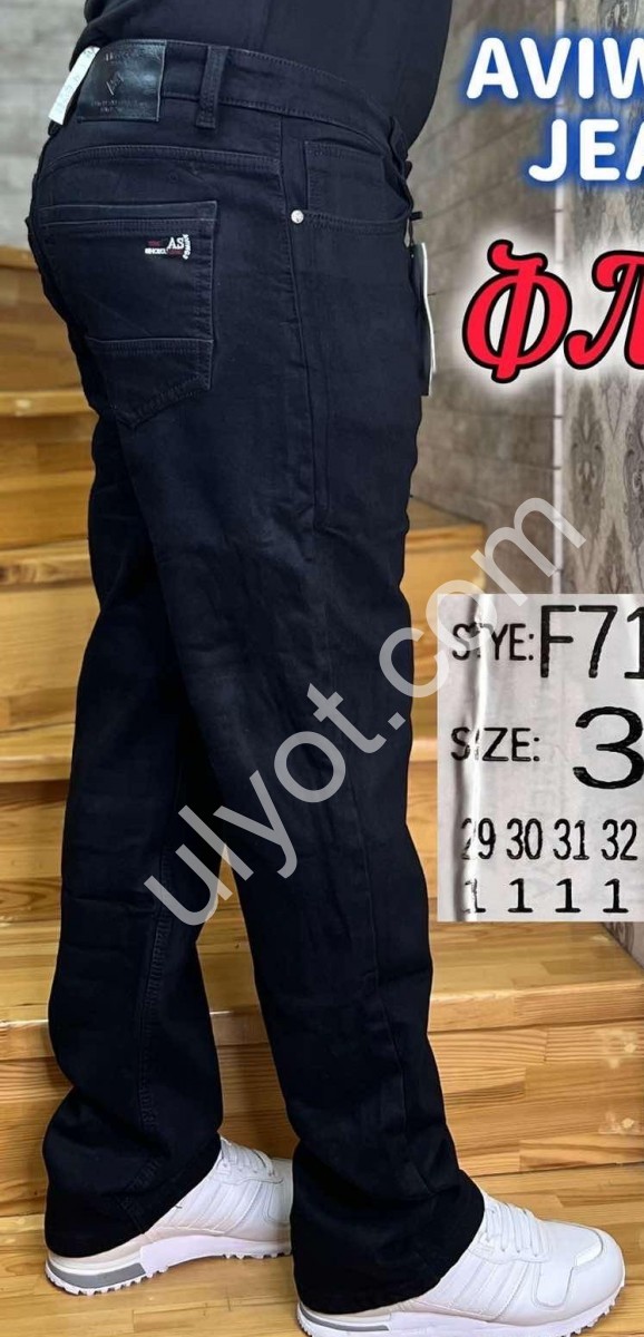 ДЖИНСЫ AVIWGOS (29-38) ФЛИС ЧЕРНЫЙ 712-12