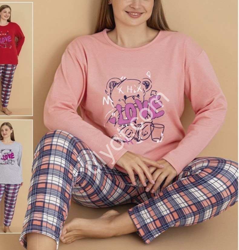 ПИЖАМА (L-4XL) БАЙКА МИКС 16380