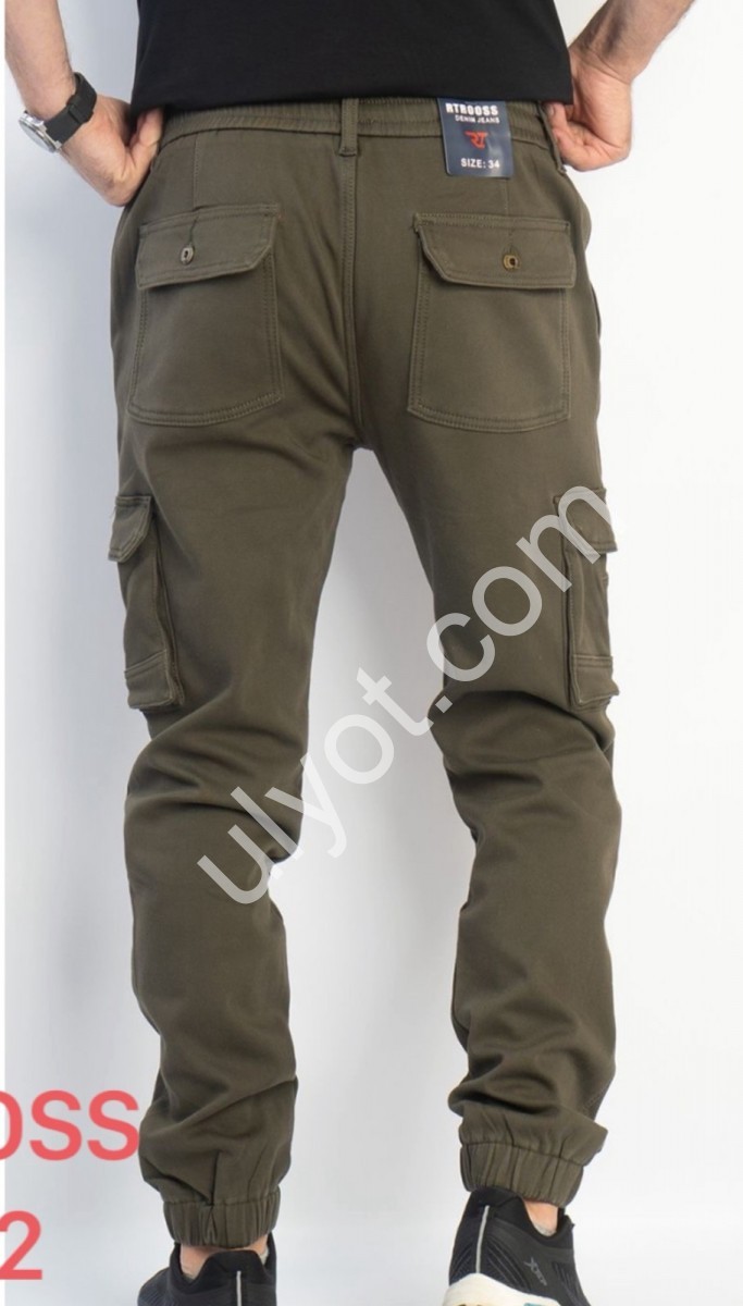 ДЖИНСЫ RTROOSS (32-38) ФЛИС КАРГО ХАКИ 8032