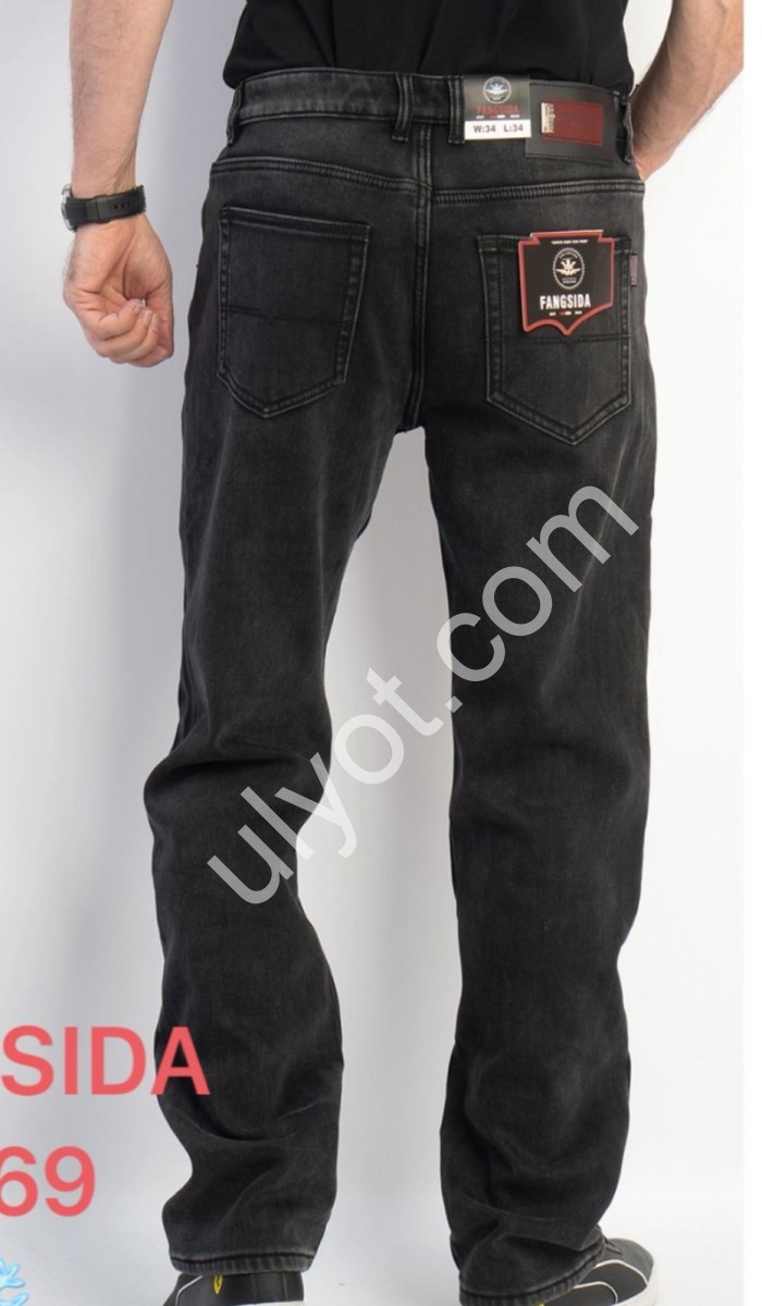 ДЖИНСЫ FANGSIDA (34-38) ФЛИС ГРАФИТ 8869