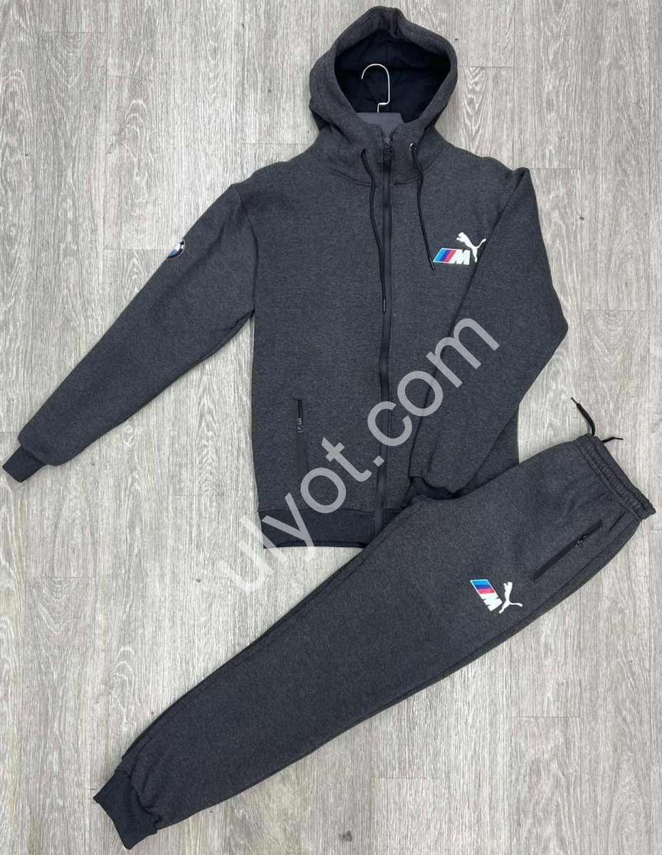 СПОРТ. КОСТЮМ P15 (M-3XL) ФЛИС МАНЖЕТ СЕРЫЙ 466