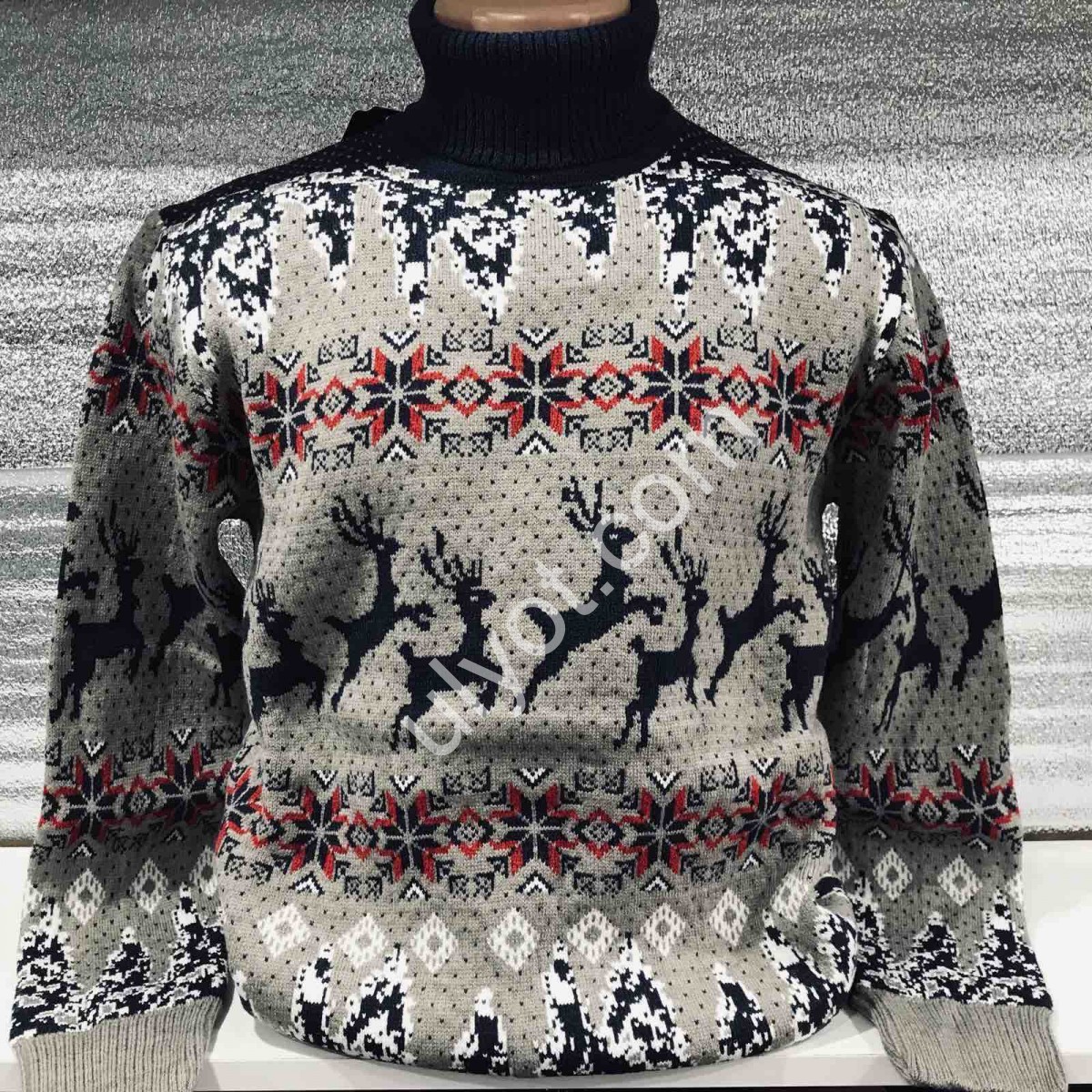 СВИТЕР AYZ (M-XL) БЕЖ+ЧЕРНЫЙ ПОДВОРОТ 603