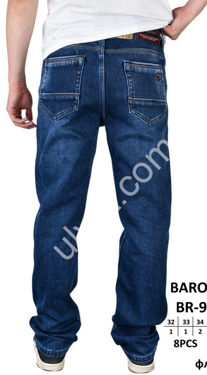 Фото 1 ДЖИНСЫ BARON (32-40) ФЛИС Т.СИНИЙ BR9599F