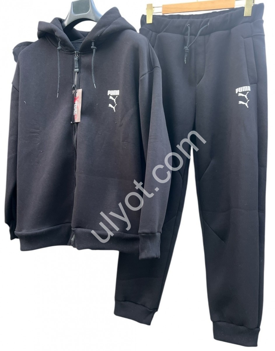 СПОРТ.КОСТЮМ P15 (48-56) ФЛИС МАНЖЕТ ЧЕРНЫЙ 