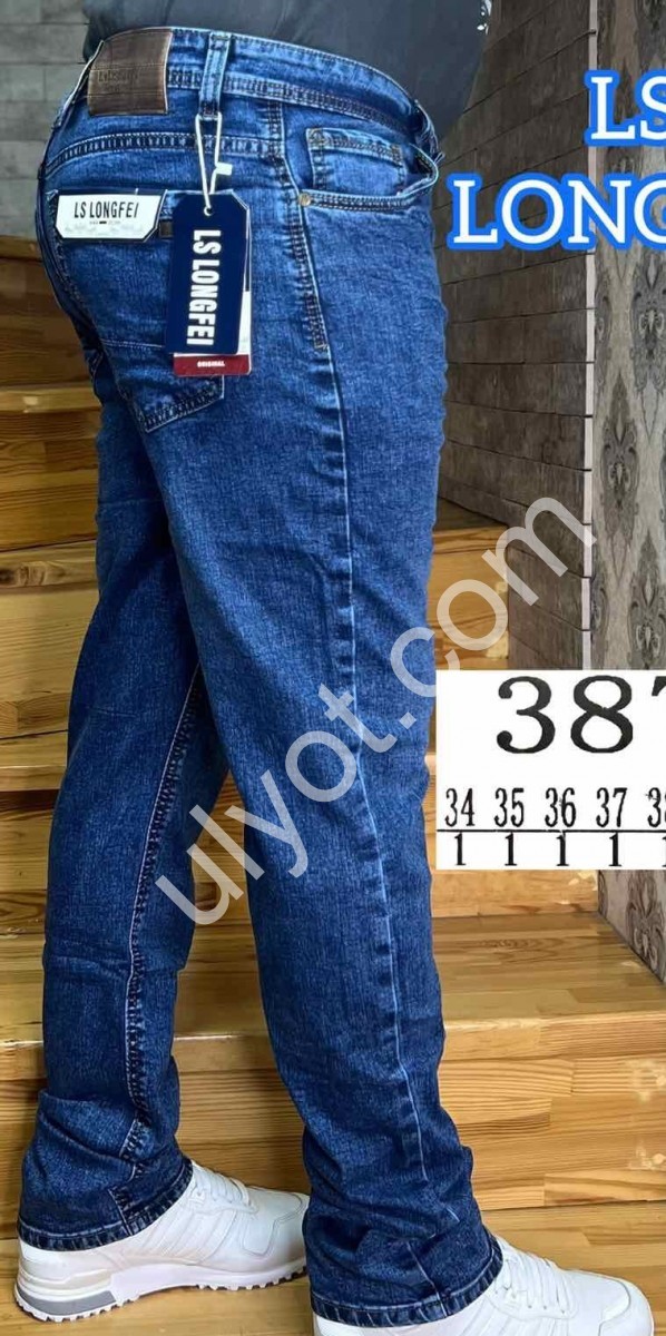 ДЖИНСЫ LONGFEI (34-44) Т.СИНИЙ 387D