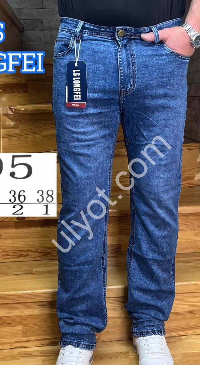 ДЖИНСЫ LONGFEI (32-38) Т.СИНИЙ 395