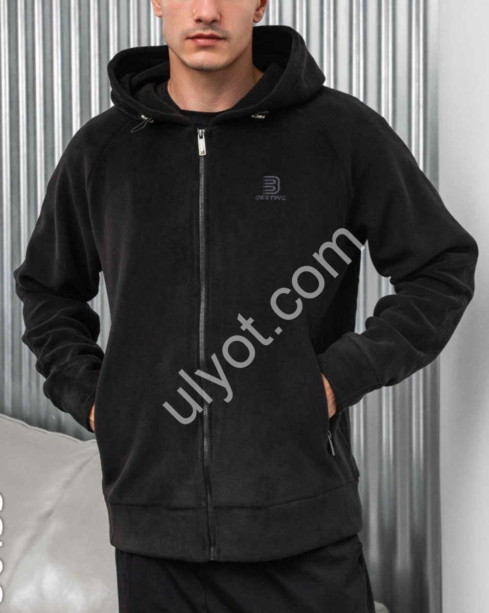 КОФТА JJF (L-4XL) ПЛЮШ ЧОРНИЙ 50135