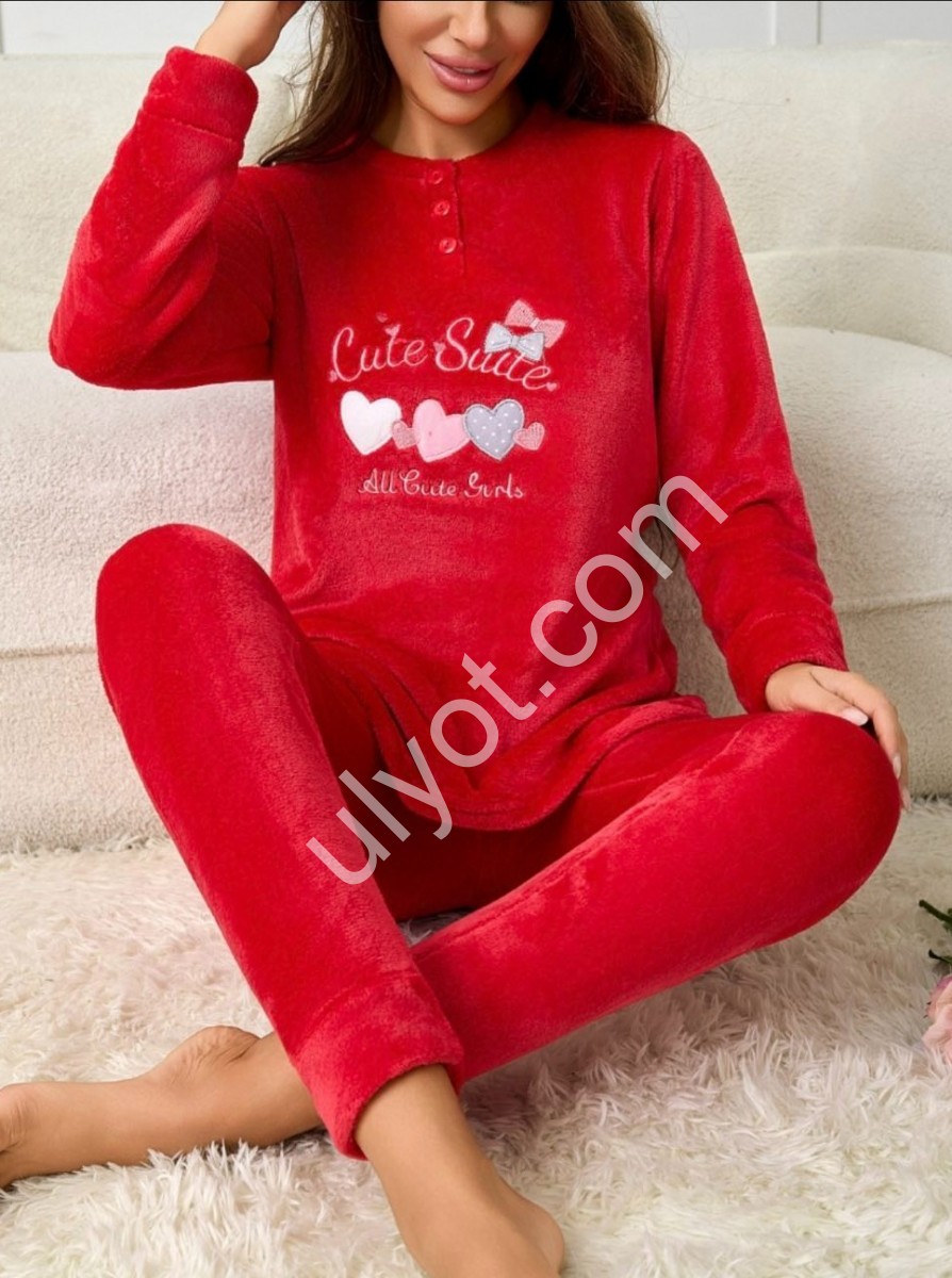 ПИЖАМА СЕРДЦА (M-3XL) КРАСНЫЙ 70371