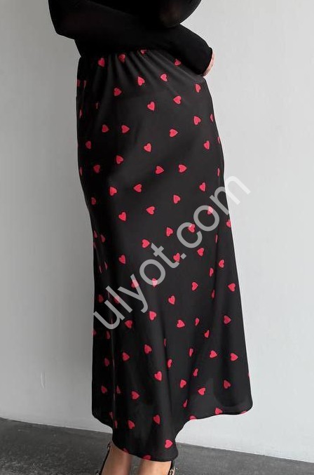 ЮБКА (42-46) СЕРДЕЧКИ ЧЕРНЫЙ 8067