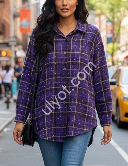 СОРОЧКА (3XL-6XL) СТРАЗ ФІОЛЕТ 7753