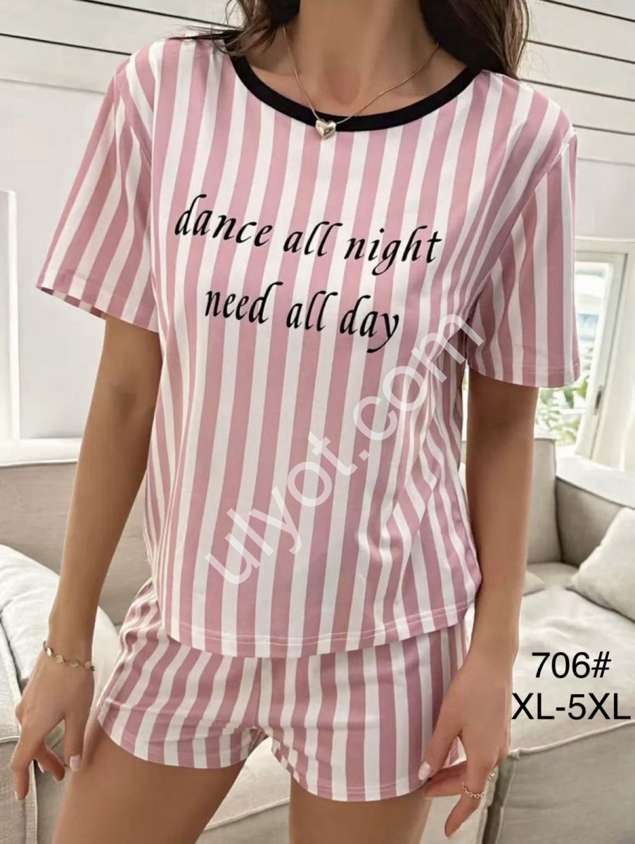 ПИЖАМА (XL-5XL) ПОЛОСКИ 706