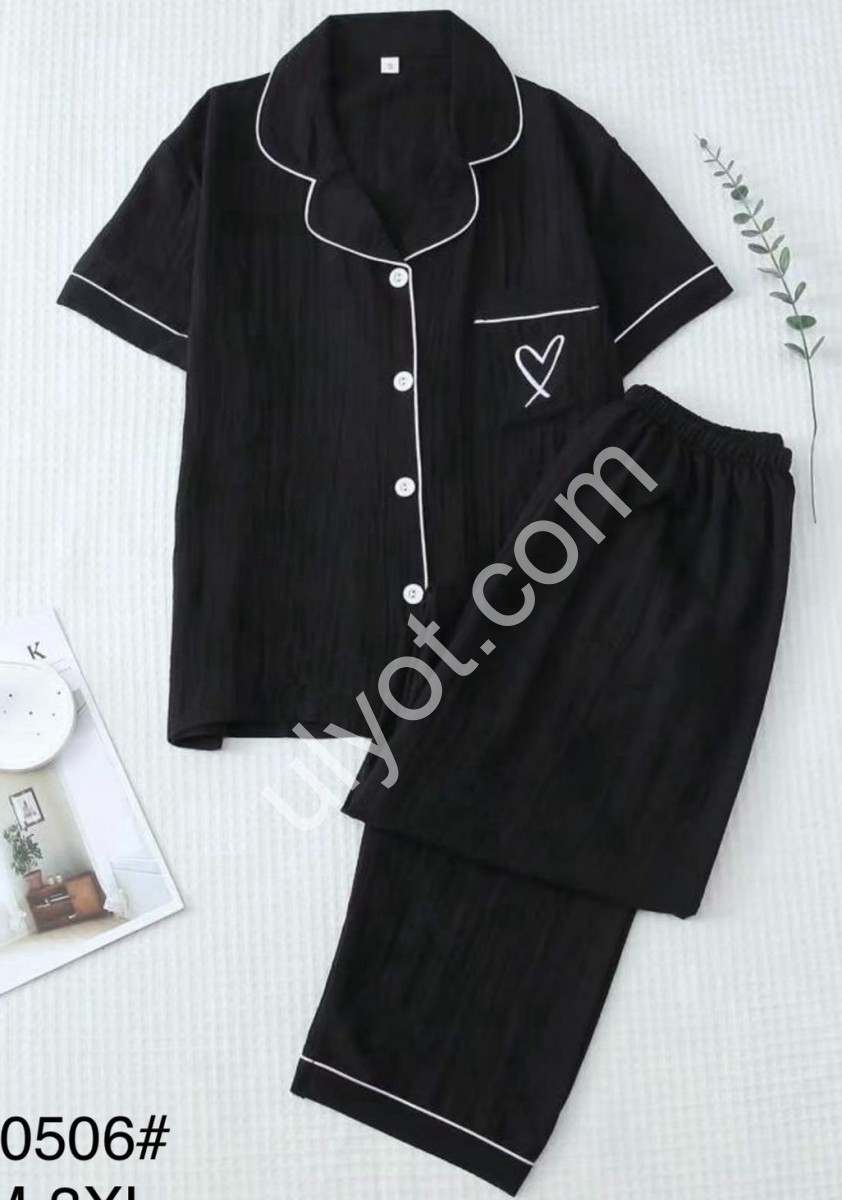 ПИЖАМА (M-3XL) ЧЕРНЫЙ 70506