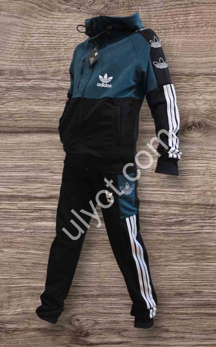 СПОРТИВНИЙ КОСТЮМ A01 (12-16 РОКІВ) МАНЖЕТ ЧОРНИЙ-ЗЕЛЕНИЙ