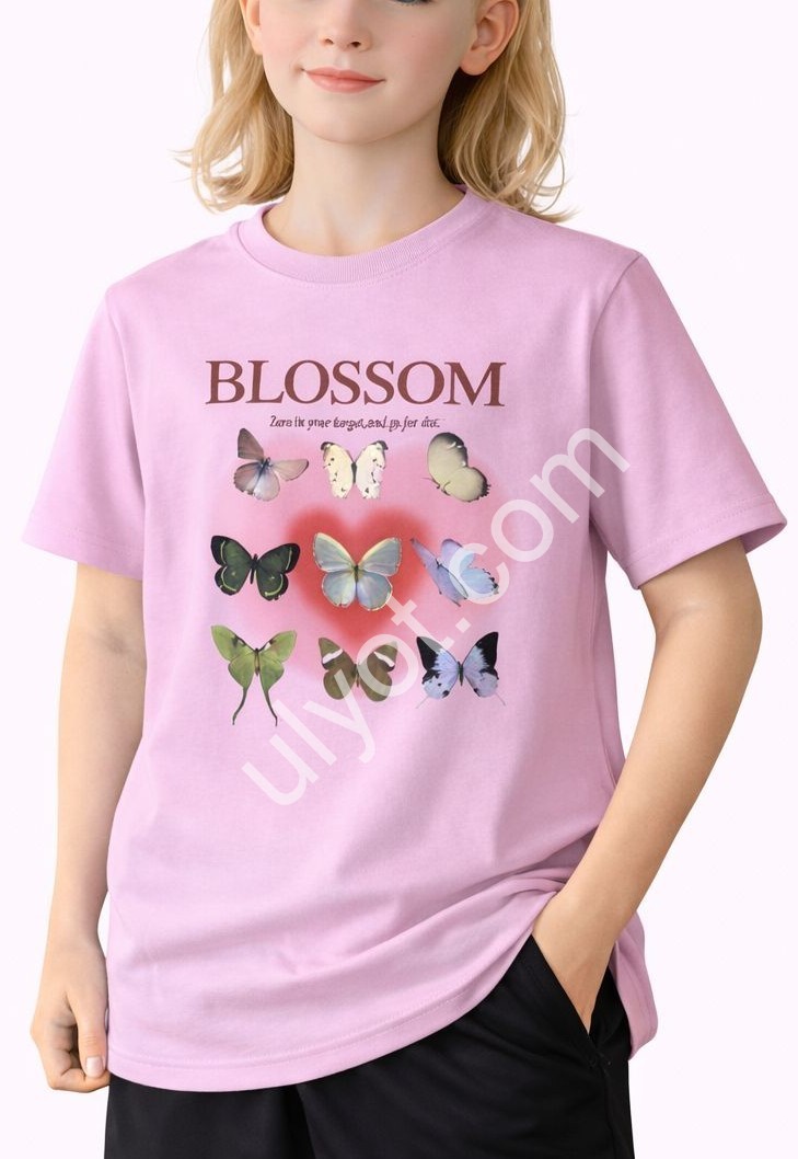 ФУТБОЛКА  (7-12 ЛЕТ) БАБОЧКИ ПУДРА 