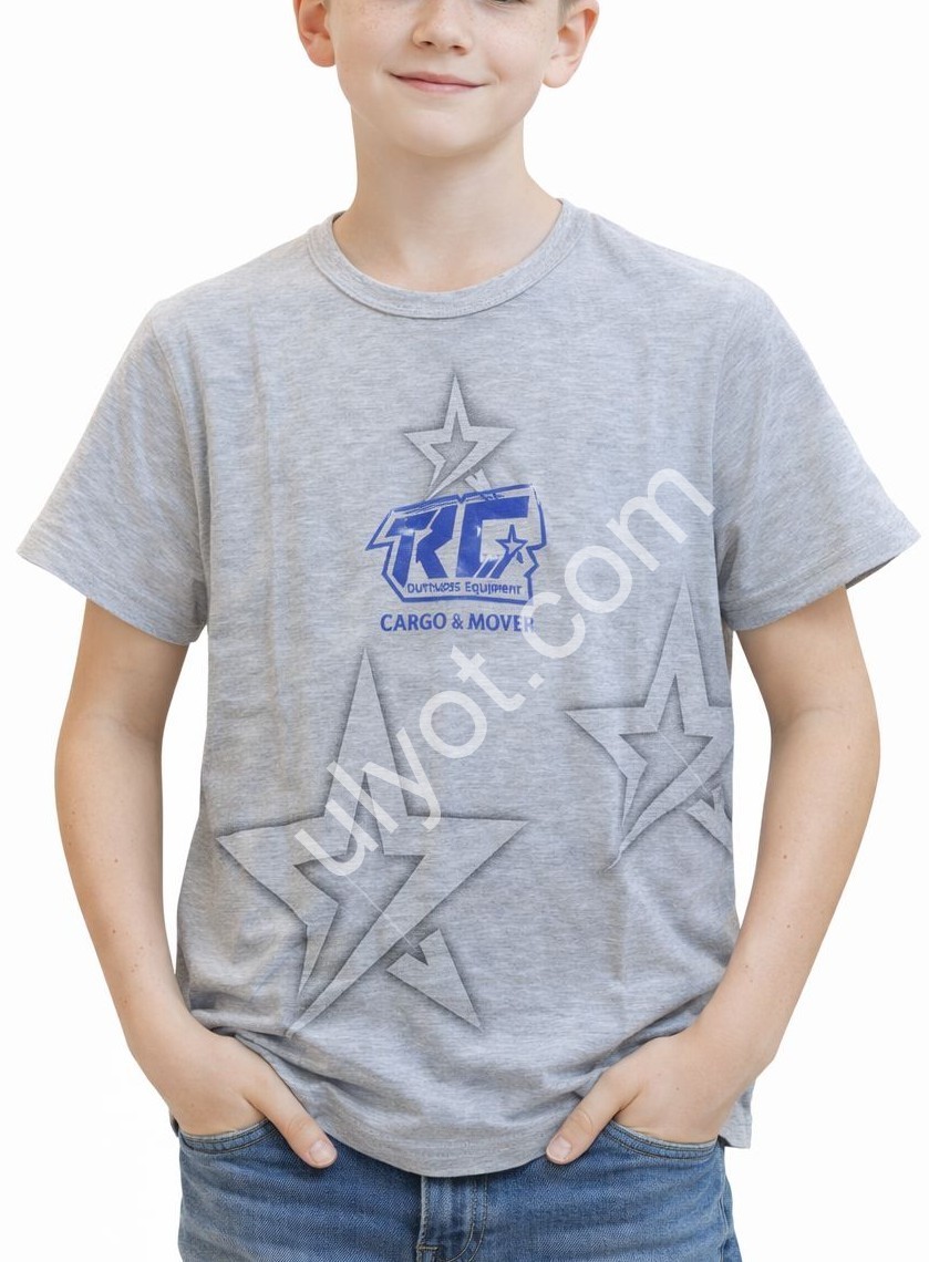 ФУТБОЛКА  (7-12 ЛЕТ) ЗВЕЗДЫ СЕРЫЙ 