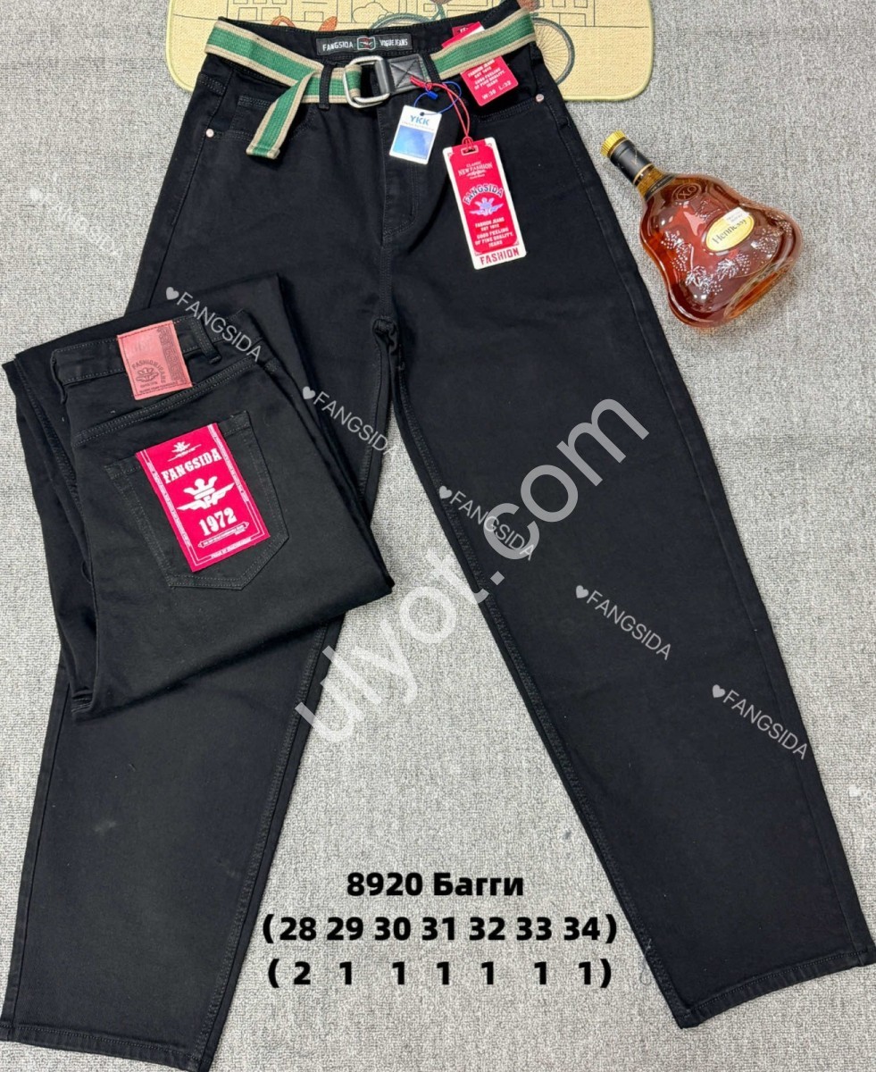 ДЖИНСЫ FANGSIDA (28-34) ЧЕРНЫЙ 8920