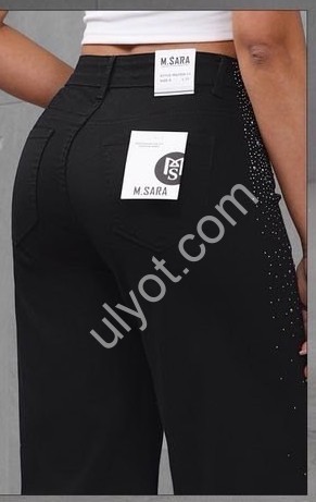 ДЖИНСЫ M.SARA (XS-XL) СТРАЗЫ ЧЕРНЫЙ 3928-13