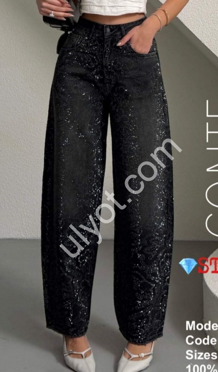 ДЖИНСИ ZEO BASIC (34-42) СТРАЗИ ГРАФІТ 5246