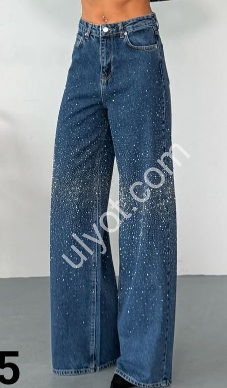 ДЖИНСЫ ZEO BASIC (34-42) СТРАЗЫ Т.СИНИЙ 5045