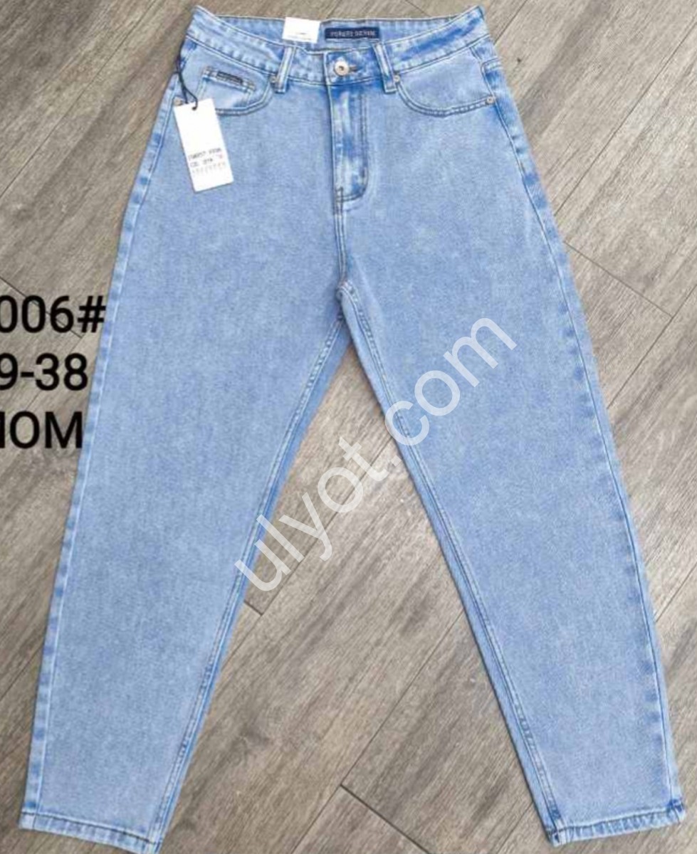 ДЖИНСЫ (29-38) МОМ ГОЛУБОЙ F006
