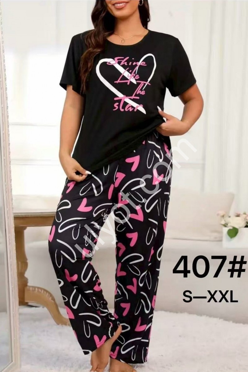 ПІЖАМА (S-2XL) ЧОРНИЙ 407