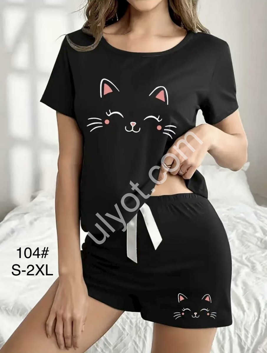 ПІЖАМА (S-2XL) ЧОРНИЙ 104