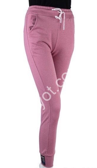СПОРТ.ШТАНЫ (S-2XL) МАНЖЕТ РОЗОВЫЙ 1811