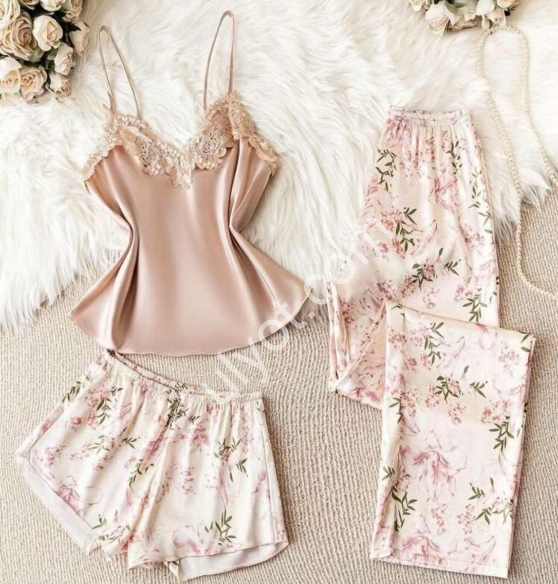 ПИЖАМА ТРОЙКА (M-3XL) КРЕМОВЫЙ 70462