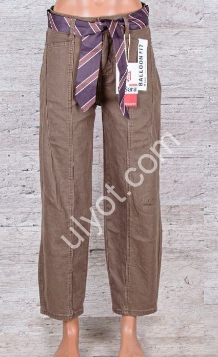 ДЖИНСЫ M.SARA (XS-XL) СВ.КОРИЧНЕВЫЙ 1669-16