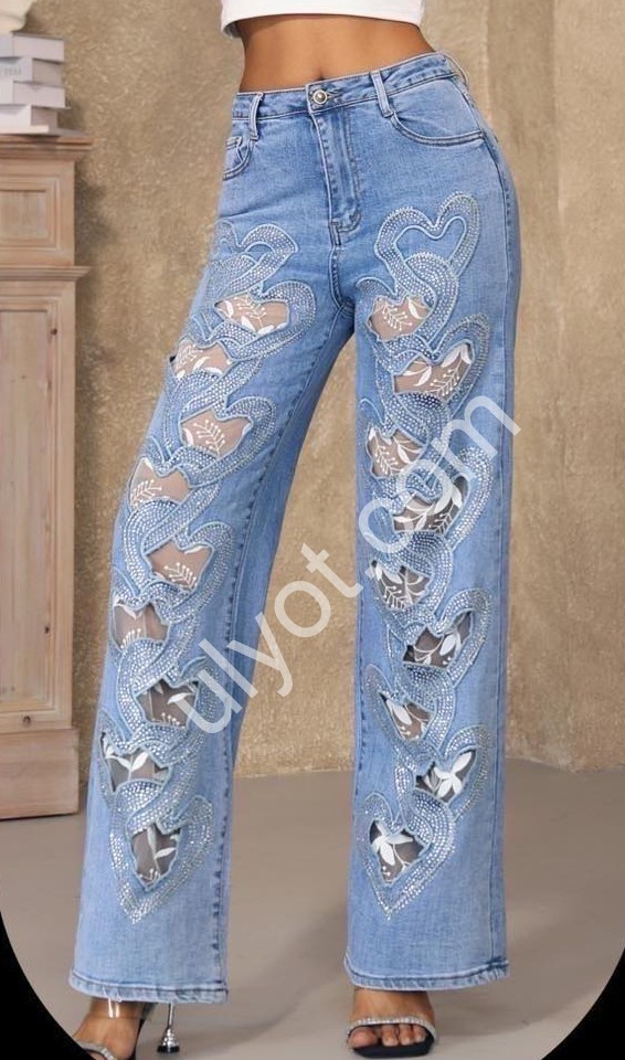 ДЖИНСЫ M.SARA (XS-XL) СТРАЗЫ СИНИЙ 2711-5