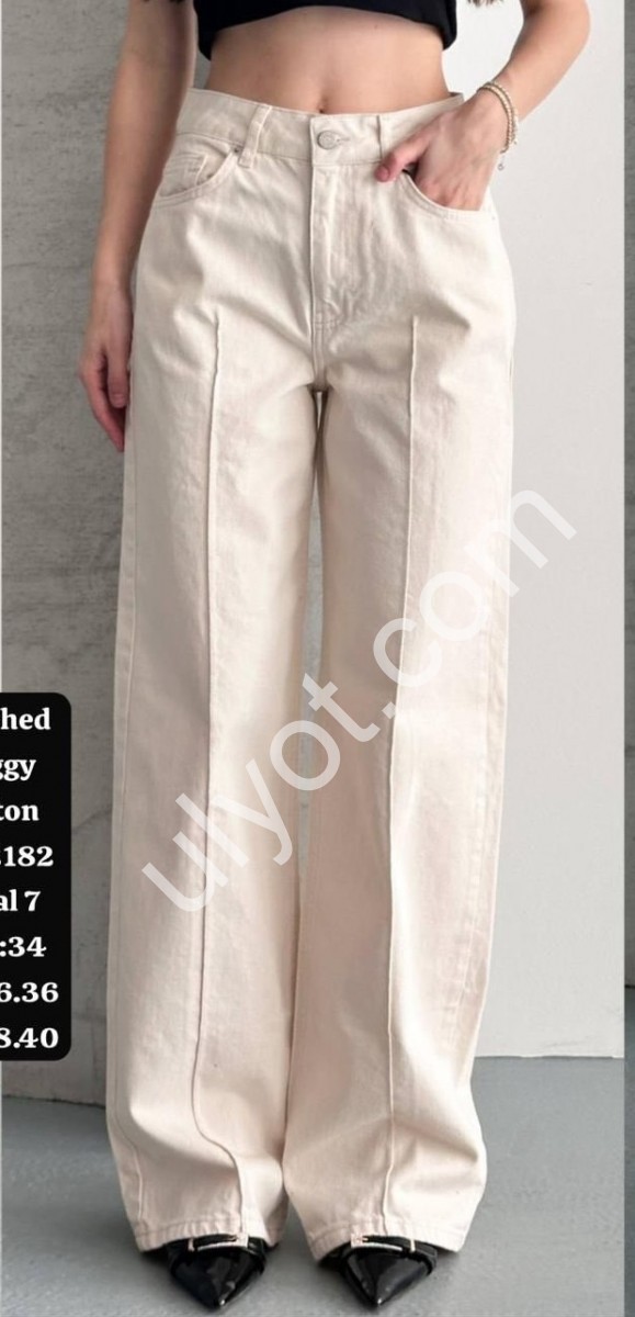 ДЖИНСЫ DK49 (34-40) СВ.БЕЖ 2182