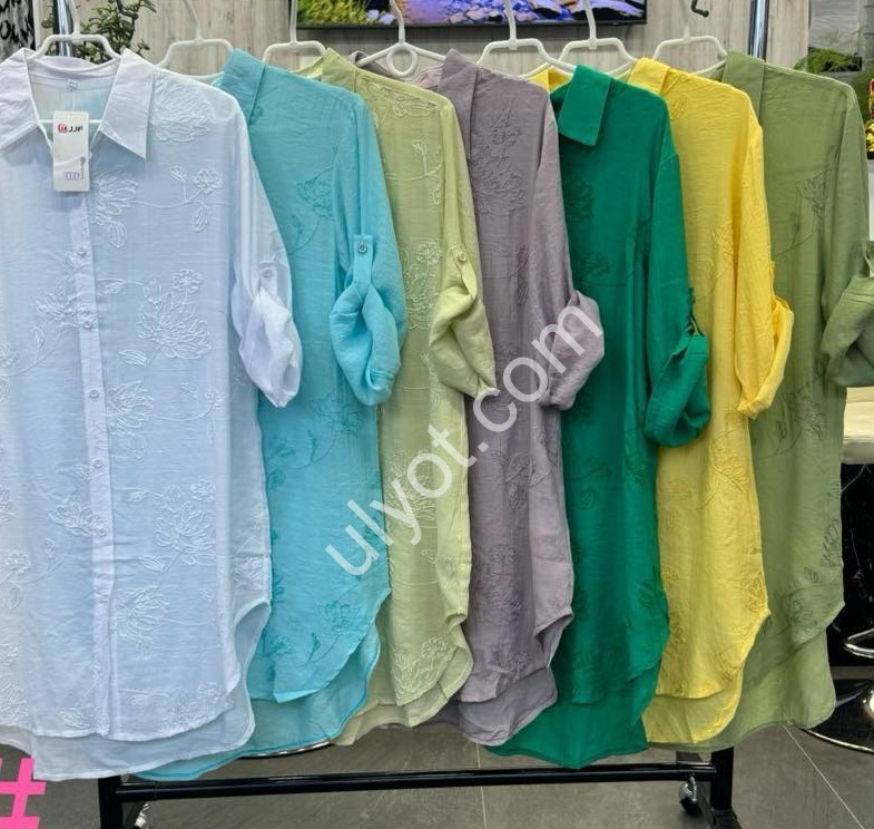 Фото 1 БЛУЗКА JJF (XL-4XL) ЗЕЛЕНЫЙ 1129