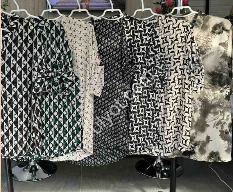 БЛУЗКА (3XL-6XL) РОМБ ЧОРНИЙ+БІЛИЙ 8805