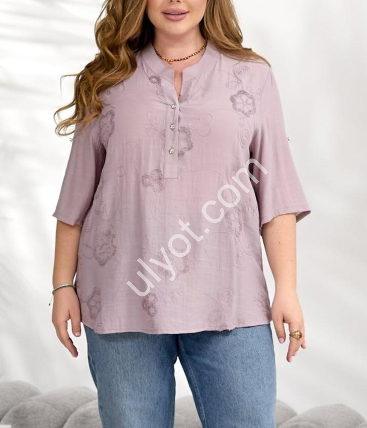 БЛУЗКА (3XL-6XL) БЛАКИТНИЙ 2295