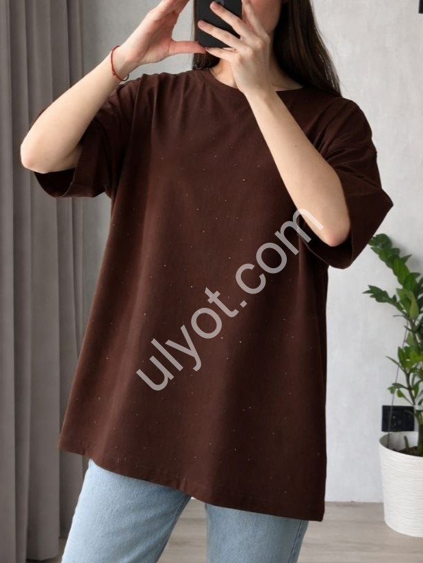 ФУТБОЛКА (42-50) СТРАЗЫ ШОКОЛАД 4264