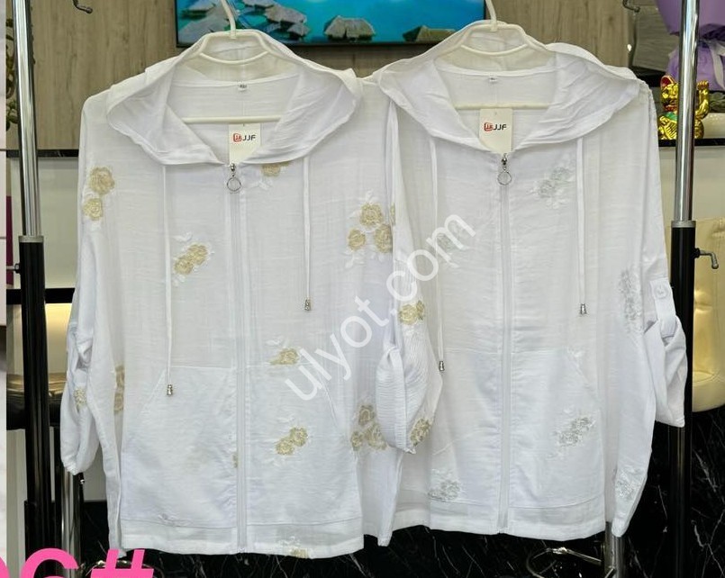 КОФТА JJF (XL-4XL) ЦВЕТЫ СВ.БЕЖ 2396